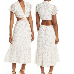 Rdi | Floral Print Waist Cutout Midi Dress